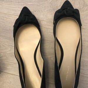 NWT, never worn black flats with bow